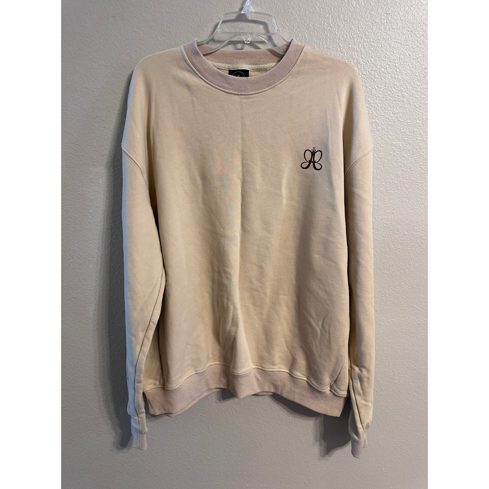 ANASTASIA BEVERLY HILLS Crewneck Sweatshirt Comfy Pullover Top Beige Large